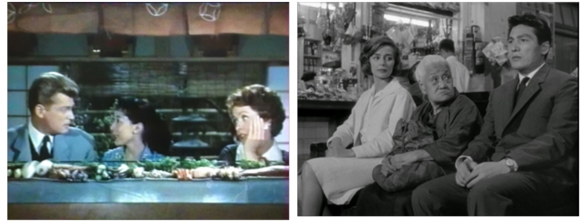 Stills from the movies Typhoon over Nagasaki (1957) and Hiroshima mon amour (1959)