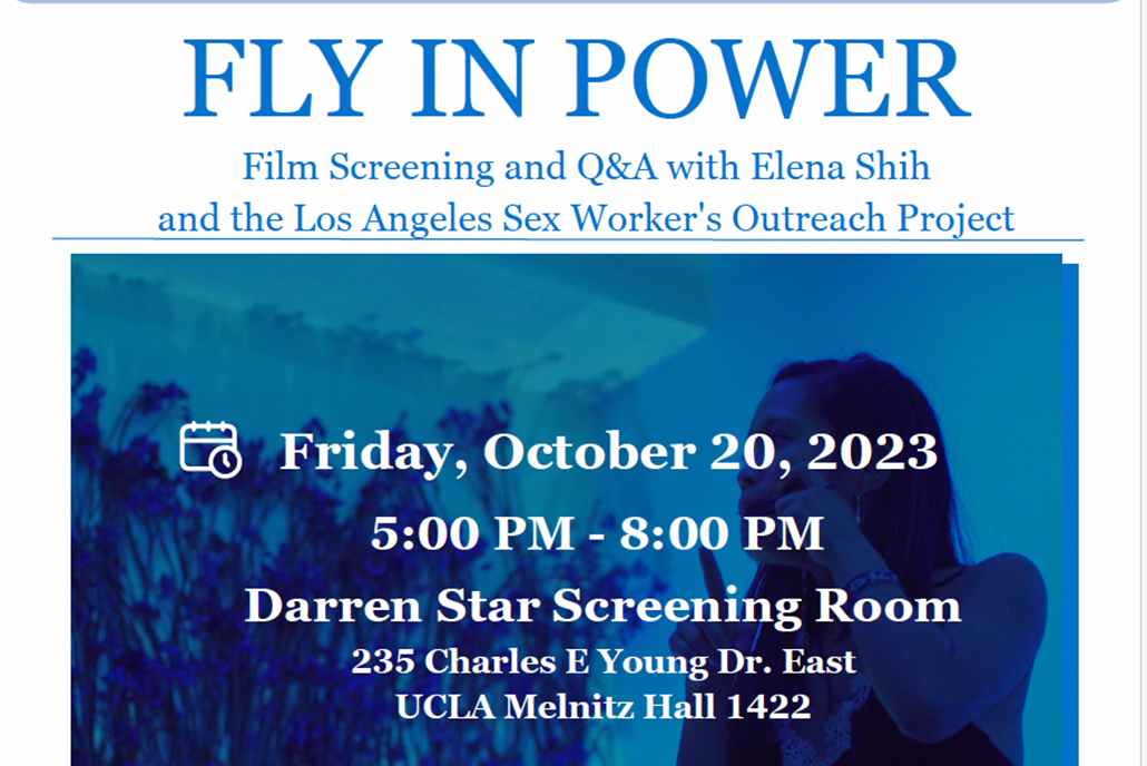 Fly in power film flyer with scene from the film behind text detailing the event.