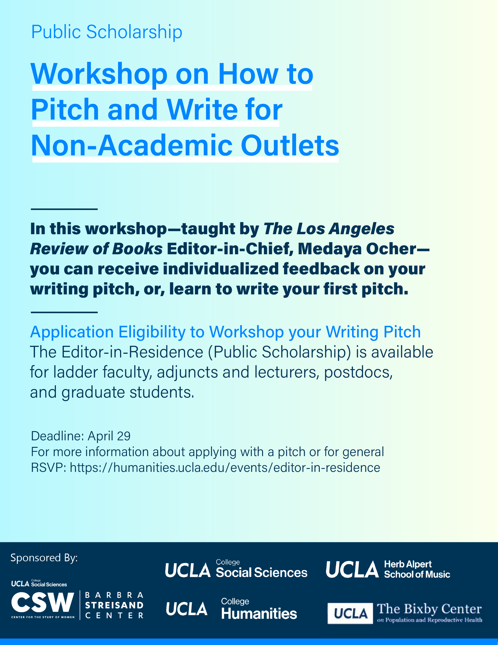 Workshop on How to Pitch and Write for Non-Academic Outlets