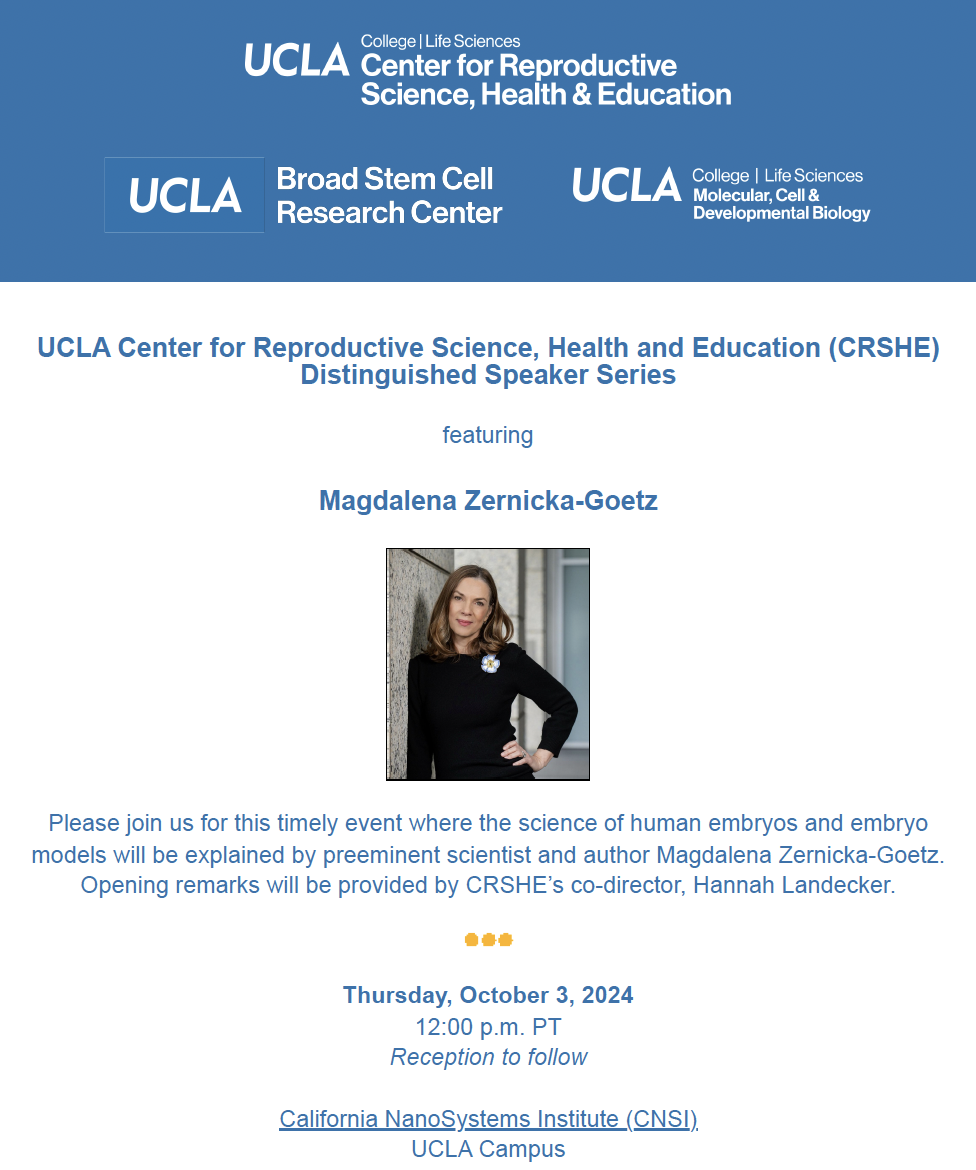 UCLA Center for Reproductive Science, Health and Education (CRSHE) Distinguished Speaker Series