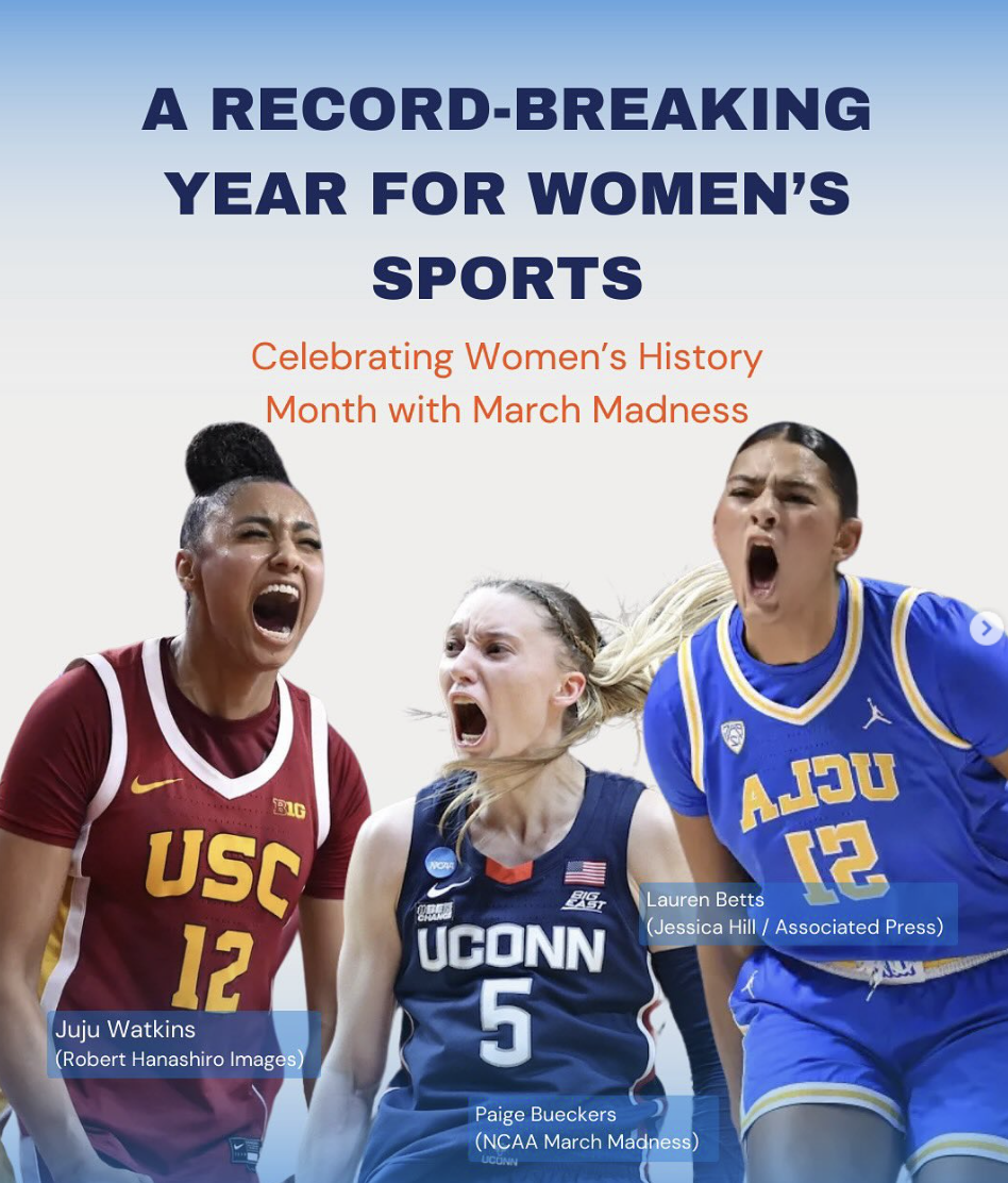 Celebrating Women’s History Month X March Madness! ✨🏀 This year, we’re celebrating not just the history of women in sports but also the record-breaking momentum of women’s basketball. 📢 Milestones in Women’s Sports: 🏆 After 40 years, NCAA women’s basketball finally received “March Madness” branding in 2022. 💰 In 2025, women’s teams will receive $15M for participating—growing to $25M by 2028. 📺 The 2024 women’s title game outperformed the men’s, drawing 18.7M viewers—the most-watched college basketball game since 2019!