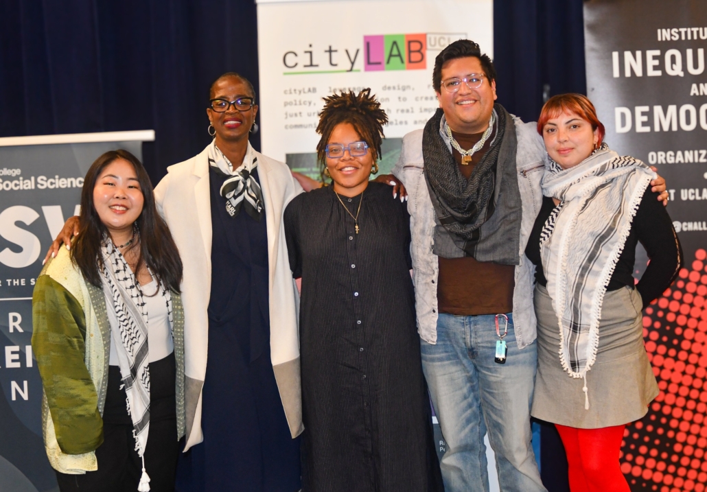 Activists-in-Residence cohort Lupita Limón Corrales, Kaya Dantzler, Kari Okubo, Romarilyn Ralston, and James Suazo