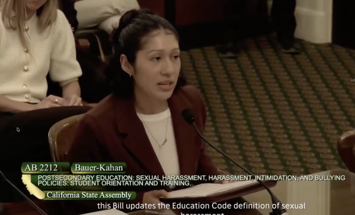 UCLA student and Survivors + Allies member, America Rodriguez-Lagos Testimony, testifying in Sacramento. 